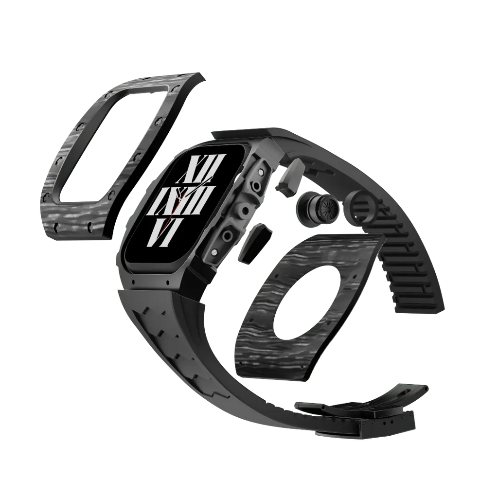 Custodia in fibra di carbonio e cinturino in silicone per Apple Watch