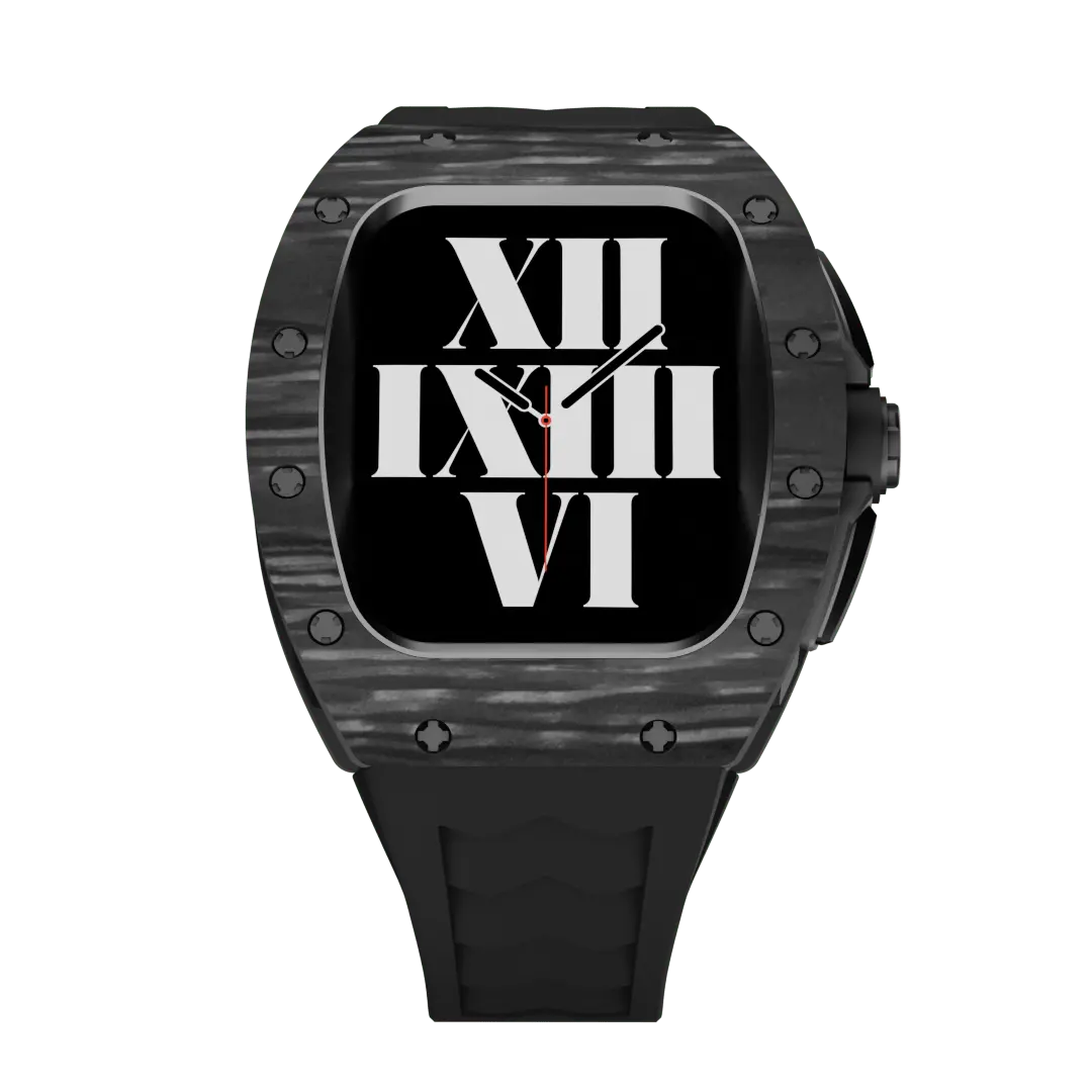 Custodia in fibra di carbonio e cinturino in silicone per Apple Watch