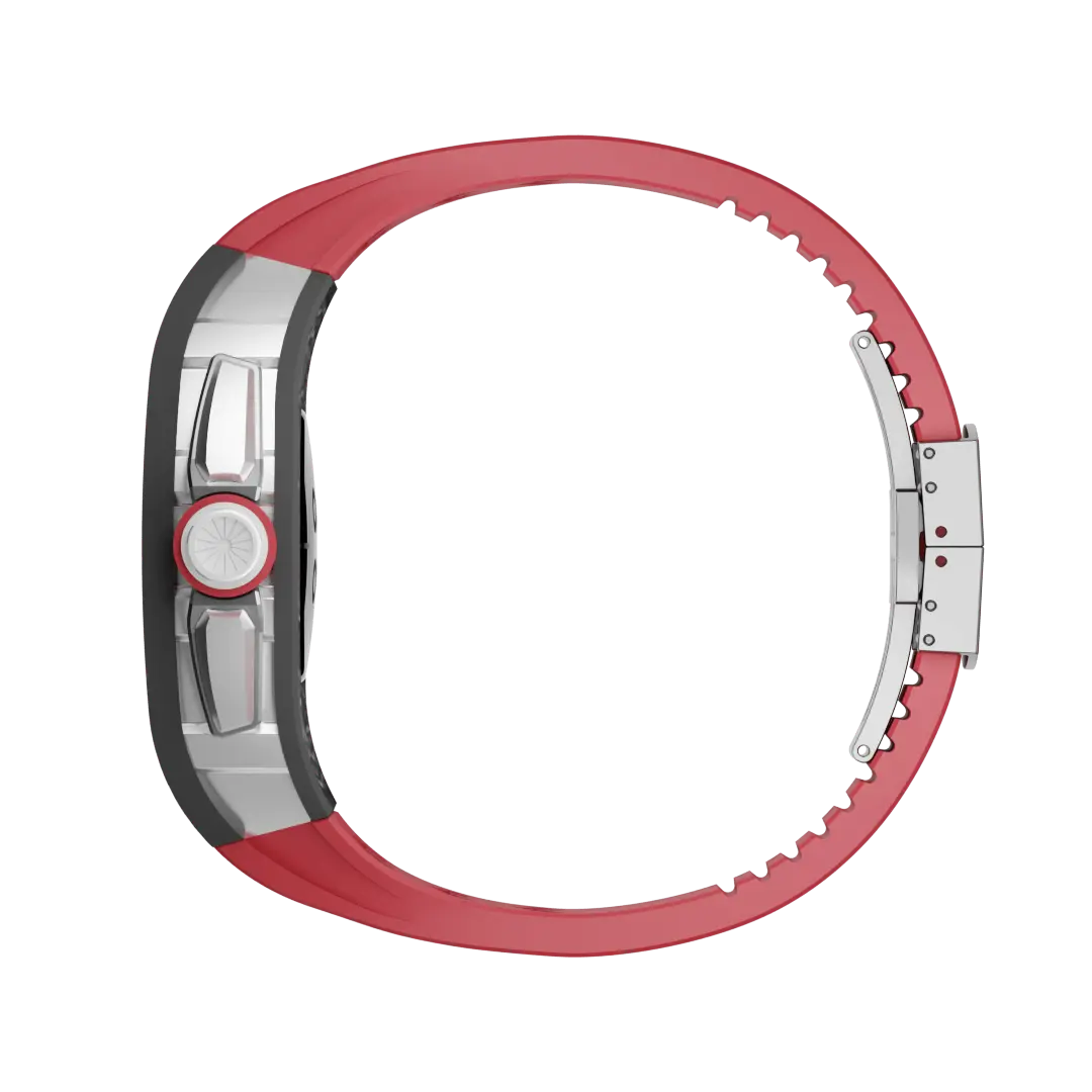 Custodia in fibra di carbonio e cinturino in silicone per Apple Watch