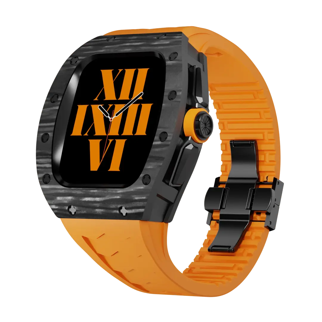 Custodia in fibra di carbonio e cinturino in silicone per Apple Watch