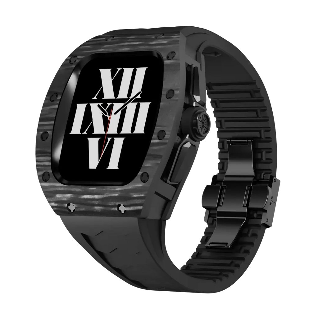 Custodia in fibra di carbonio e cinturino in silicone per Apple Watch