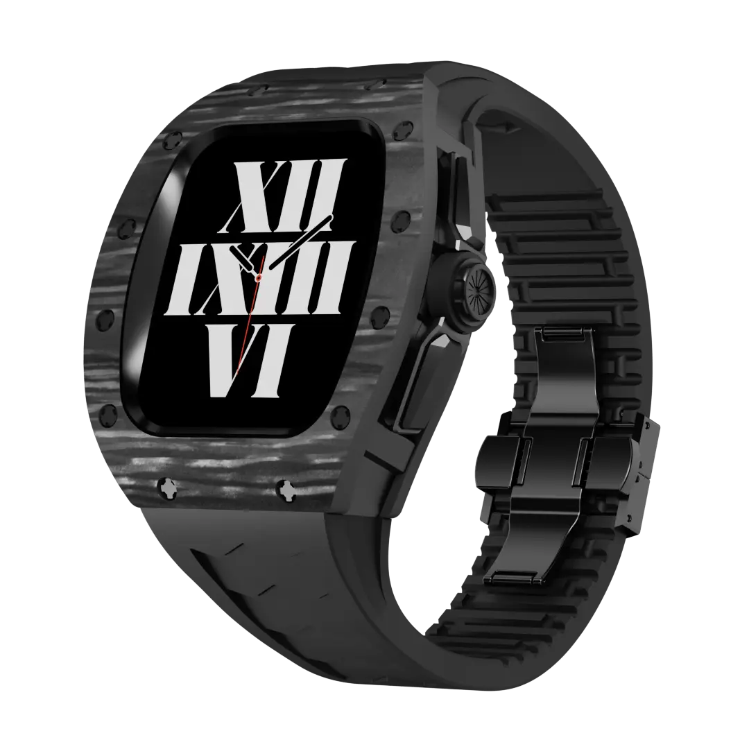 Custodia in fibra di carbonio e cinturino in silicone per Apple Watch