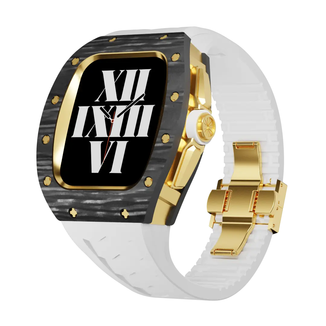 Custodia in fibra di carbonio e cinturino in silicone per Apple Watch