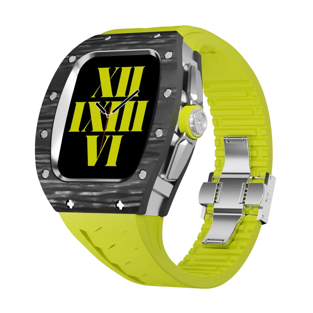 Custodia in fibra di carbonio e cinturino in silicone per Apple Watch