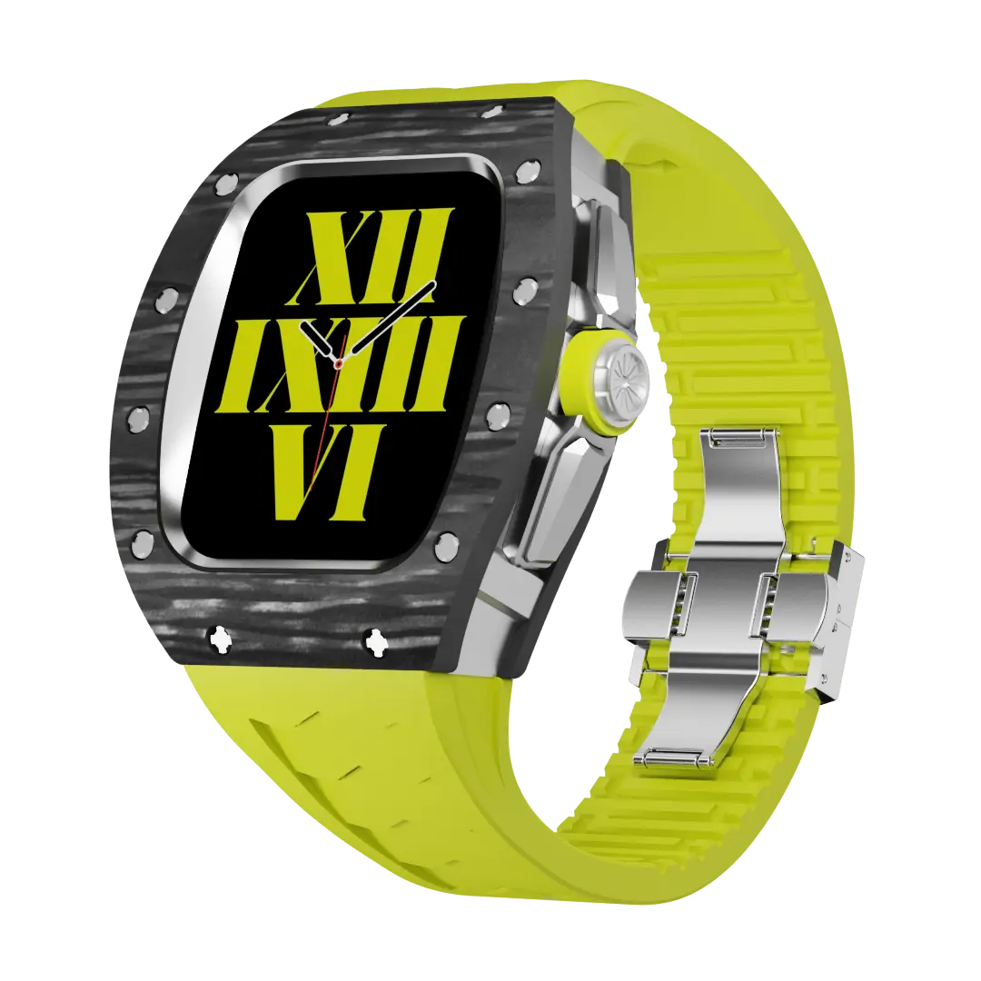 Custodia in fibra di carbonio e cinturino in silicone per Apple Watch