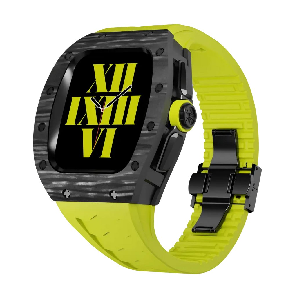 Custodia in fibra di carbonio e cinturino in silicone per Apple Watch
