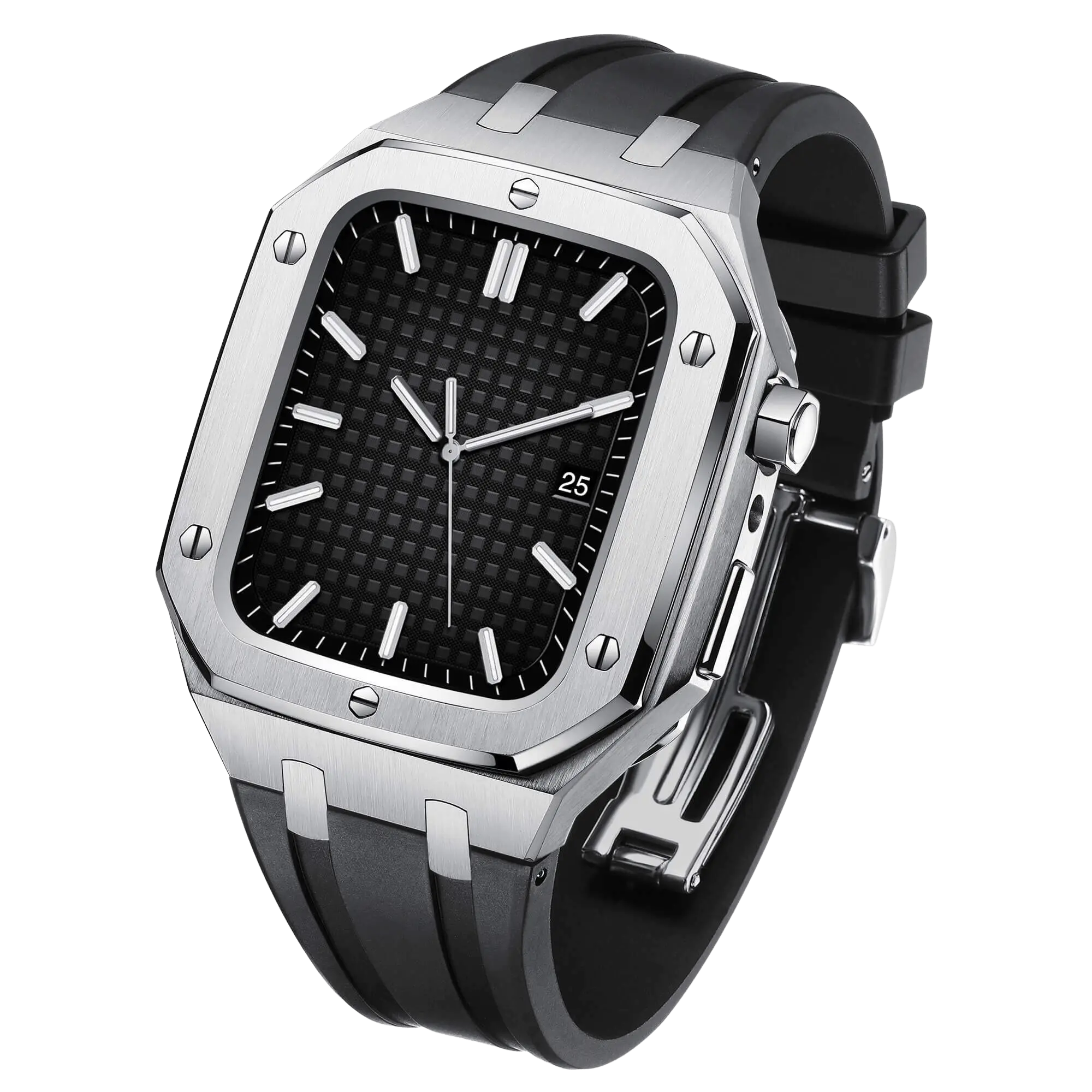 Edelstahlgehäuse & Silikonarmband für Apple Watch