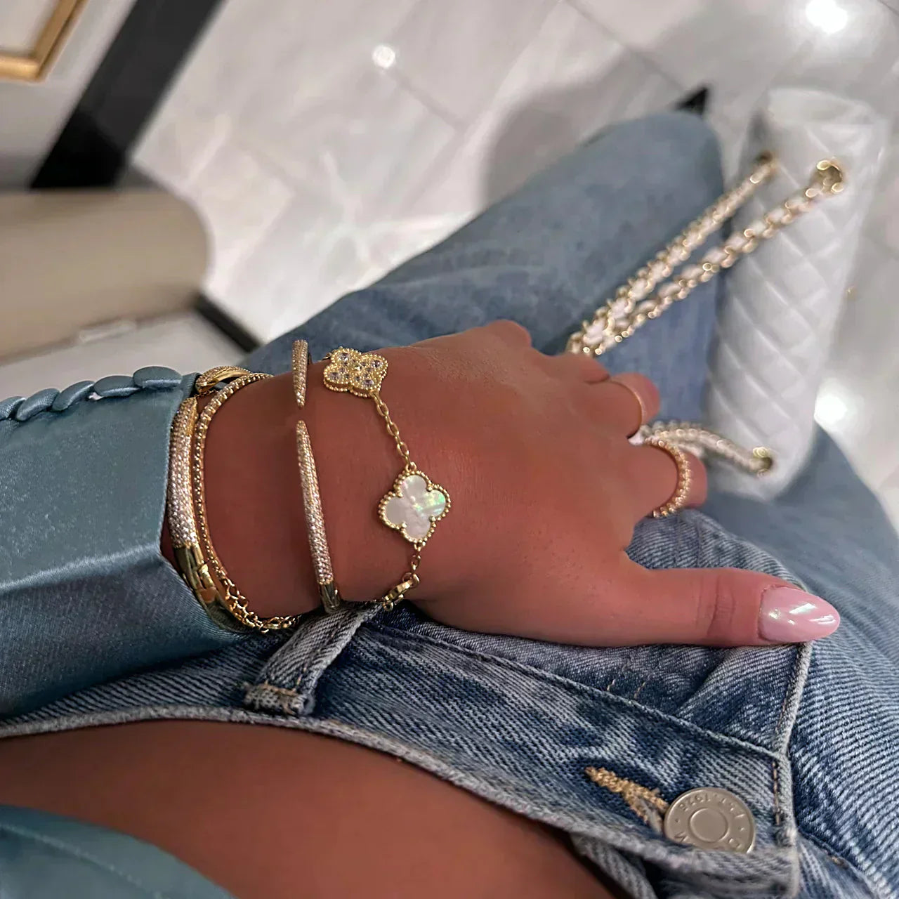 Stella négylevelű lóhere karkötő 3-az-1-ben készlet