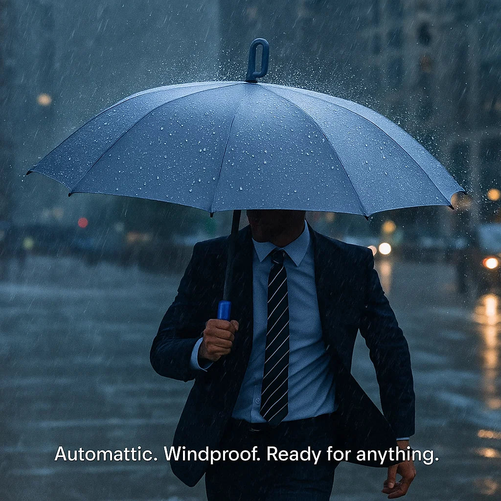 Guarda-chuva automático dobrável resistente ao vento AeroGuard com pega grande e compacto