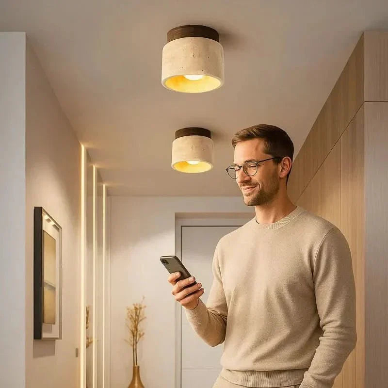 CalmGlow minimalistisk LED-lampe i træ til moderne energieffektive hjem