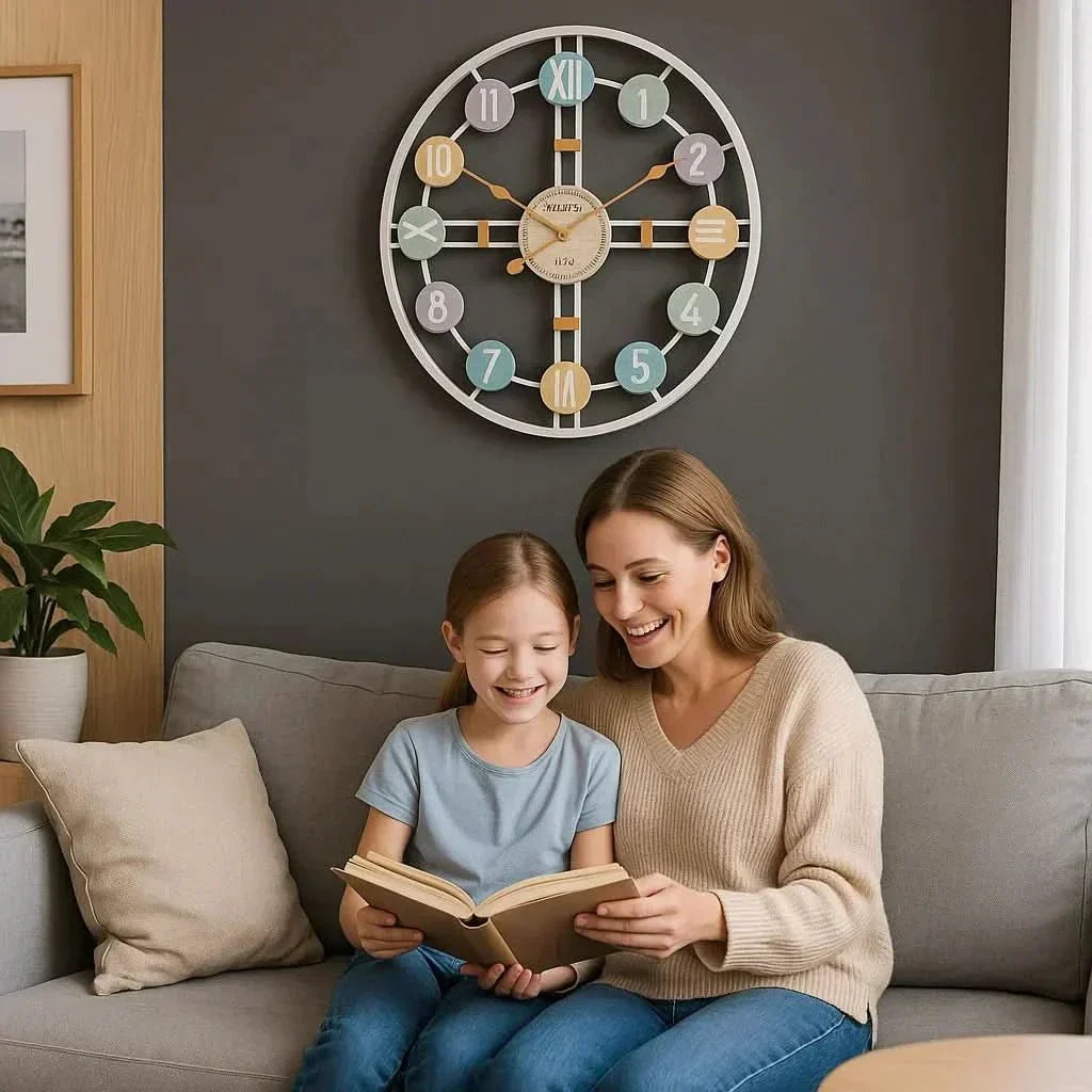 CalmHaven Reloj de pared silencioso con mecanismo sin ruido para un hogar tranquilo