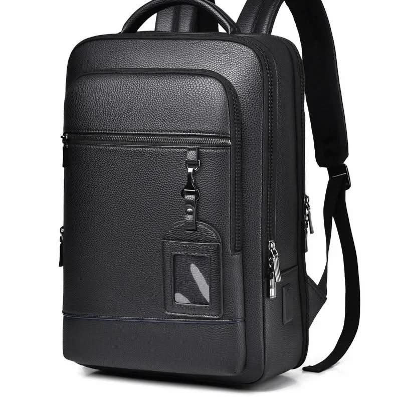 Zaino elegante in pelle con porta USB per laptop da 15.6 pollici, unisex