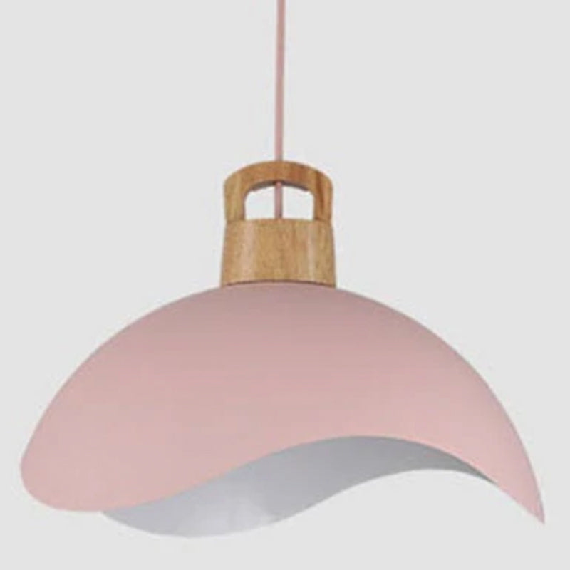 Suspension simple Valentina — abat-jour coloré, structure en bois et métal