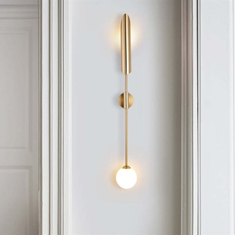 Phira gyllene vägglampa med dubbla huvuden i skidtuppsdesign