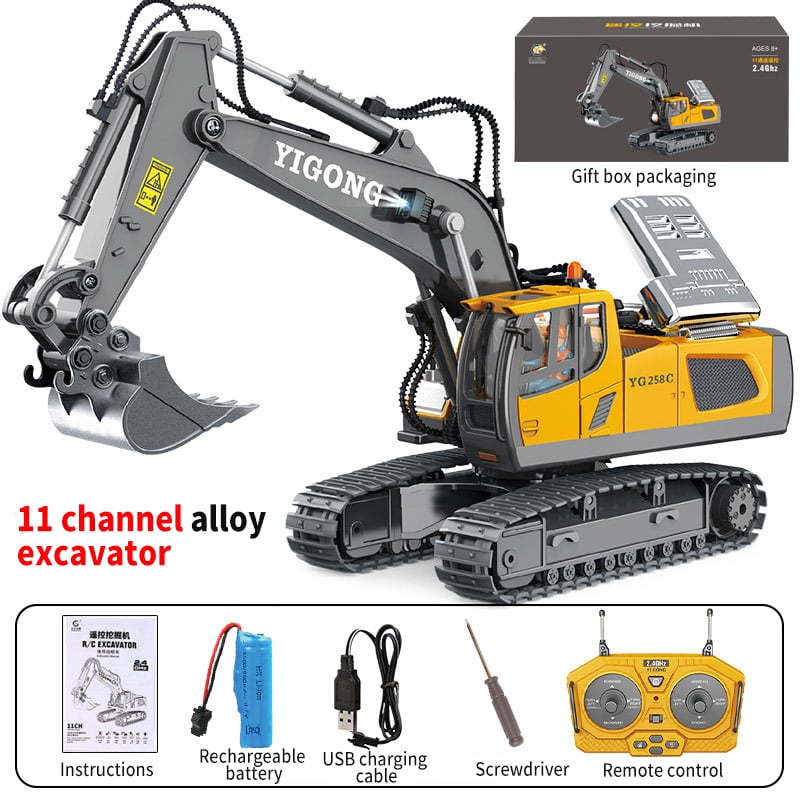 Hydraulisk fuldmetal gravemaskine 1:14 skala model G308H klar til brug