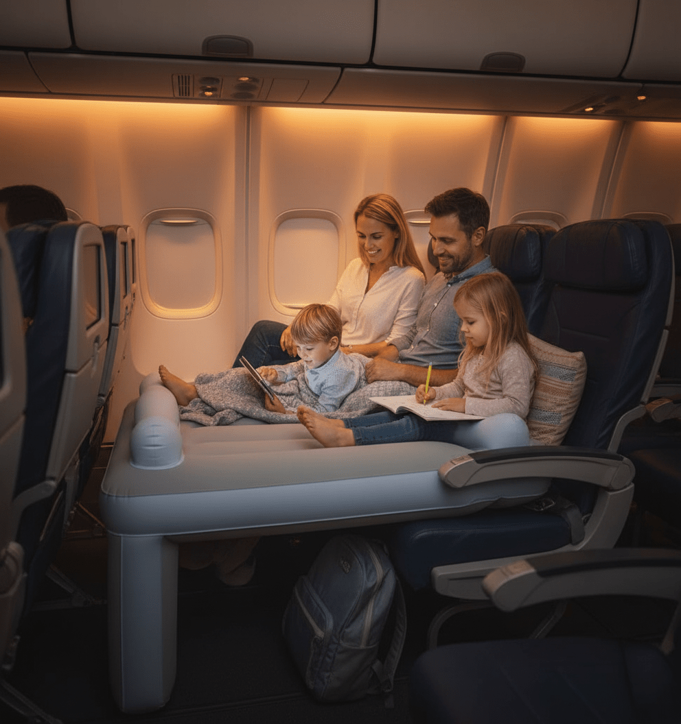 Cama inflable para asiento de avión CloudNap para niños pequeños, comodidad de viaje que ahorra espacio