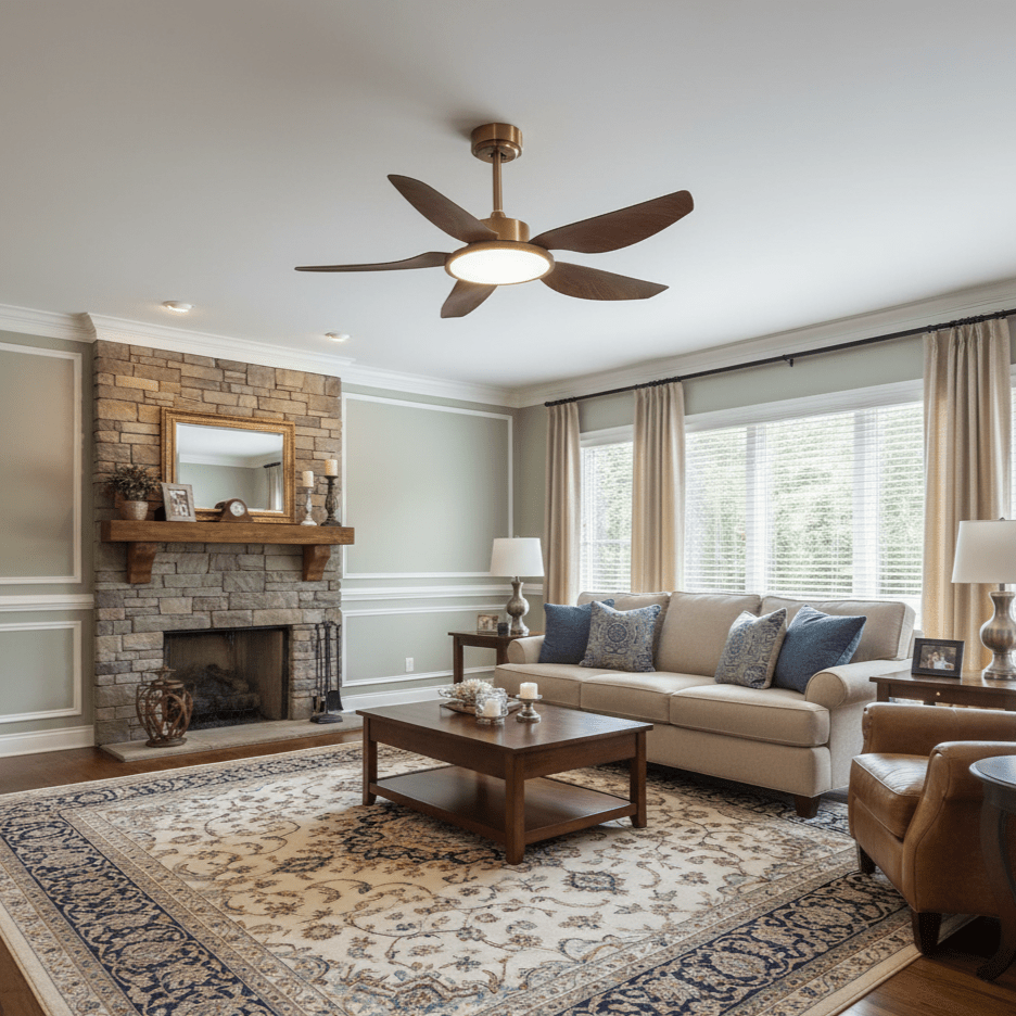 Sirocco Breeze Ceiling Fan and Center Light