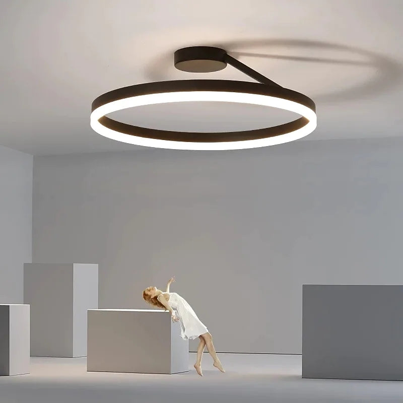 Solen Modern Circle Flush Mount Ceiling Light, Black & White - Neutralighting