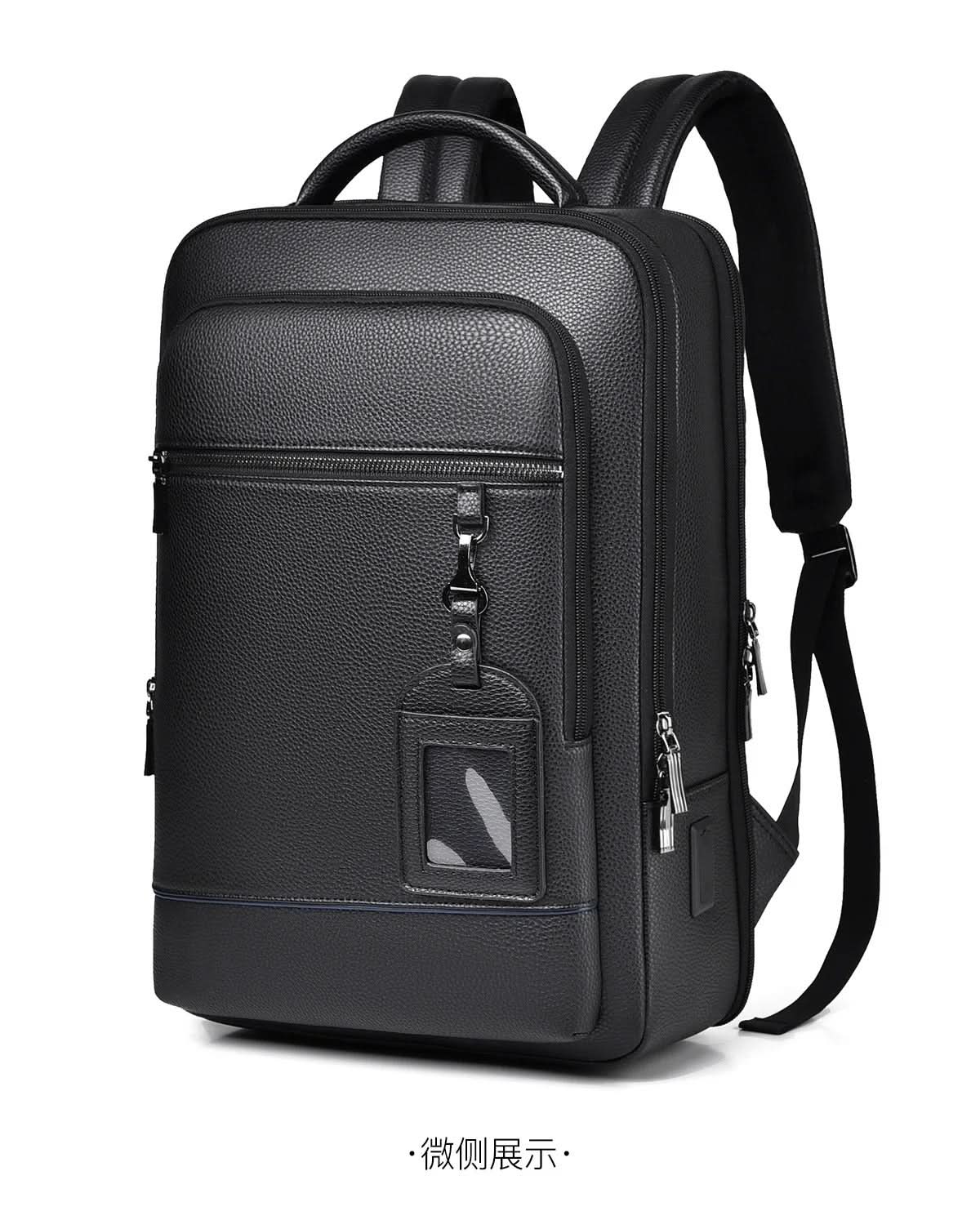 Zaino elegante in pelle con porta USB per laptop da 15.6 pollici, unisex