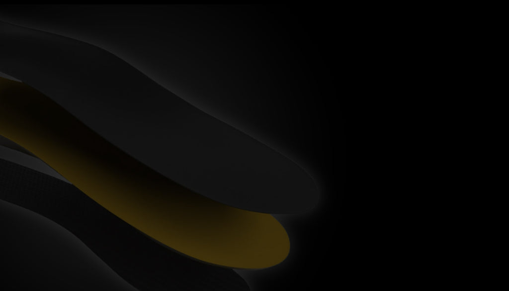 Close-up of the carbon fibre insole edge with a yellow layer