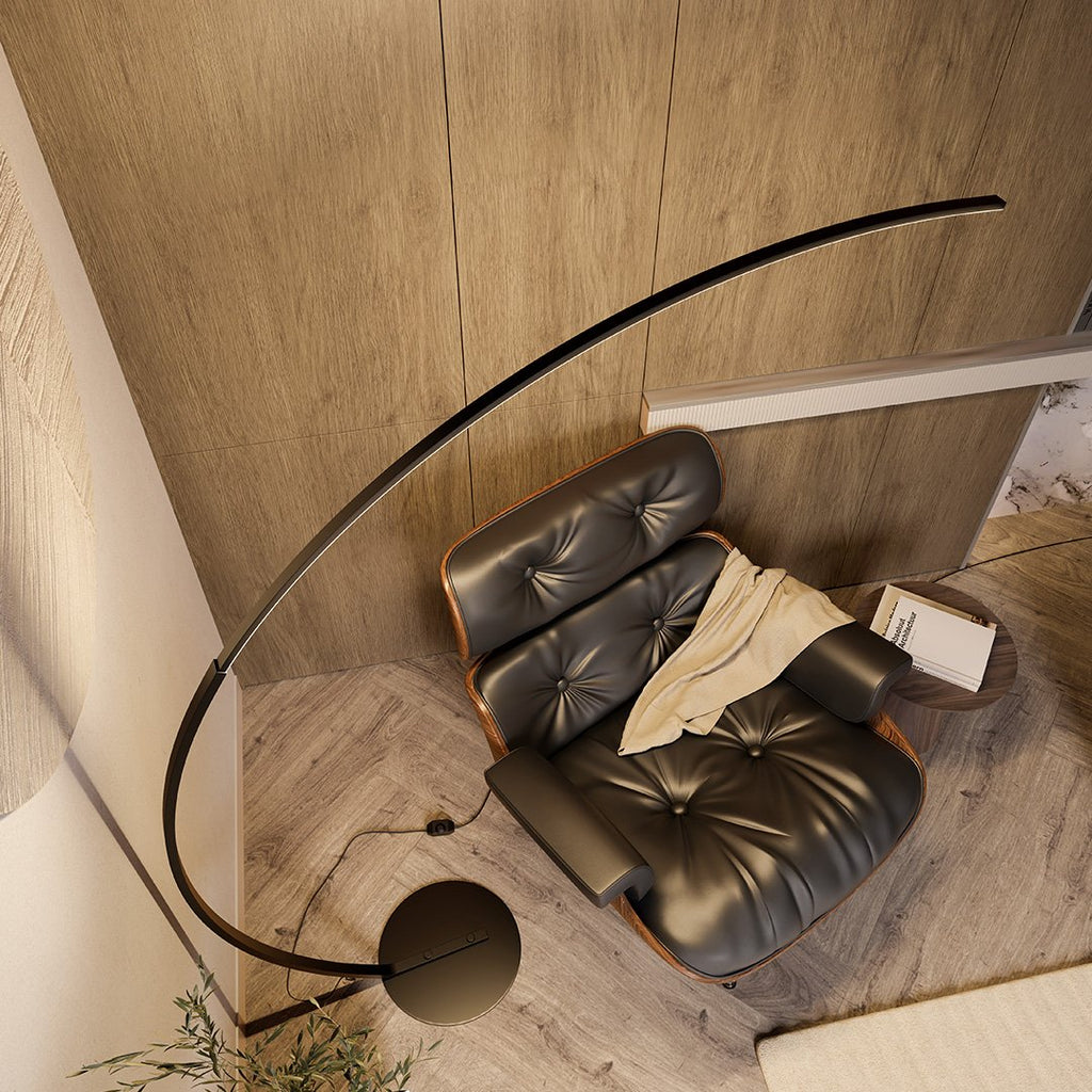 LumenArc LED-gulvlampe med fotbryter matt svart