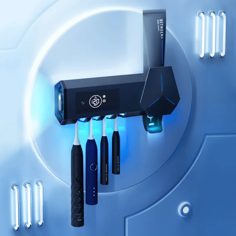 Smart UV Toothbrush Holder - Multifunctional Toothbrush Disinfector Automatic Toothpaste Dispenser Squeezer