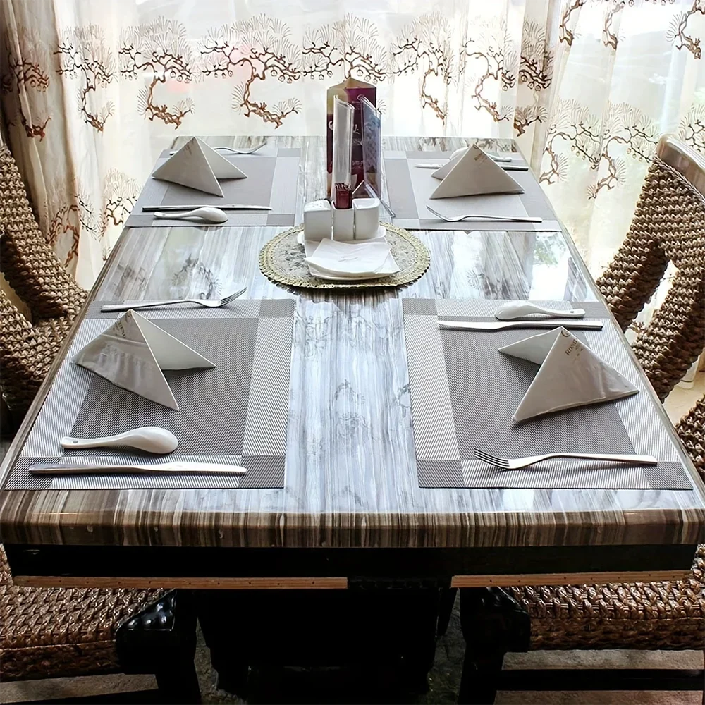 Individuais de mesa entrançados em PVC, resistentes ao calor até 100°C — conjuntos de 4, 6 e 8