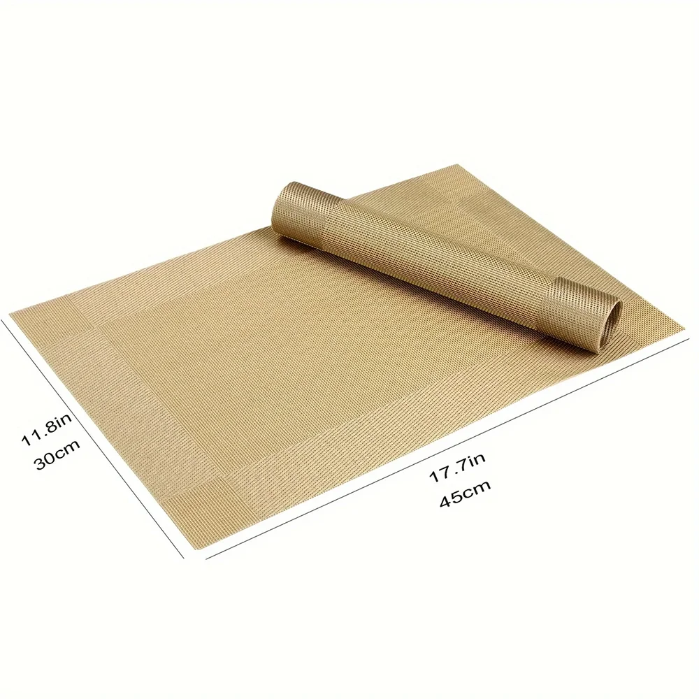 Individuais de mesa entrançados em PVC, resistentes ao calor até 100°C — conjuntos de 4, 6 e 8