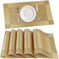 Individuais de mesa entrançados em PVC, resistentes ao calor até 100°C — conjuntos de 4, 6 e 8