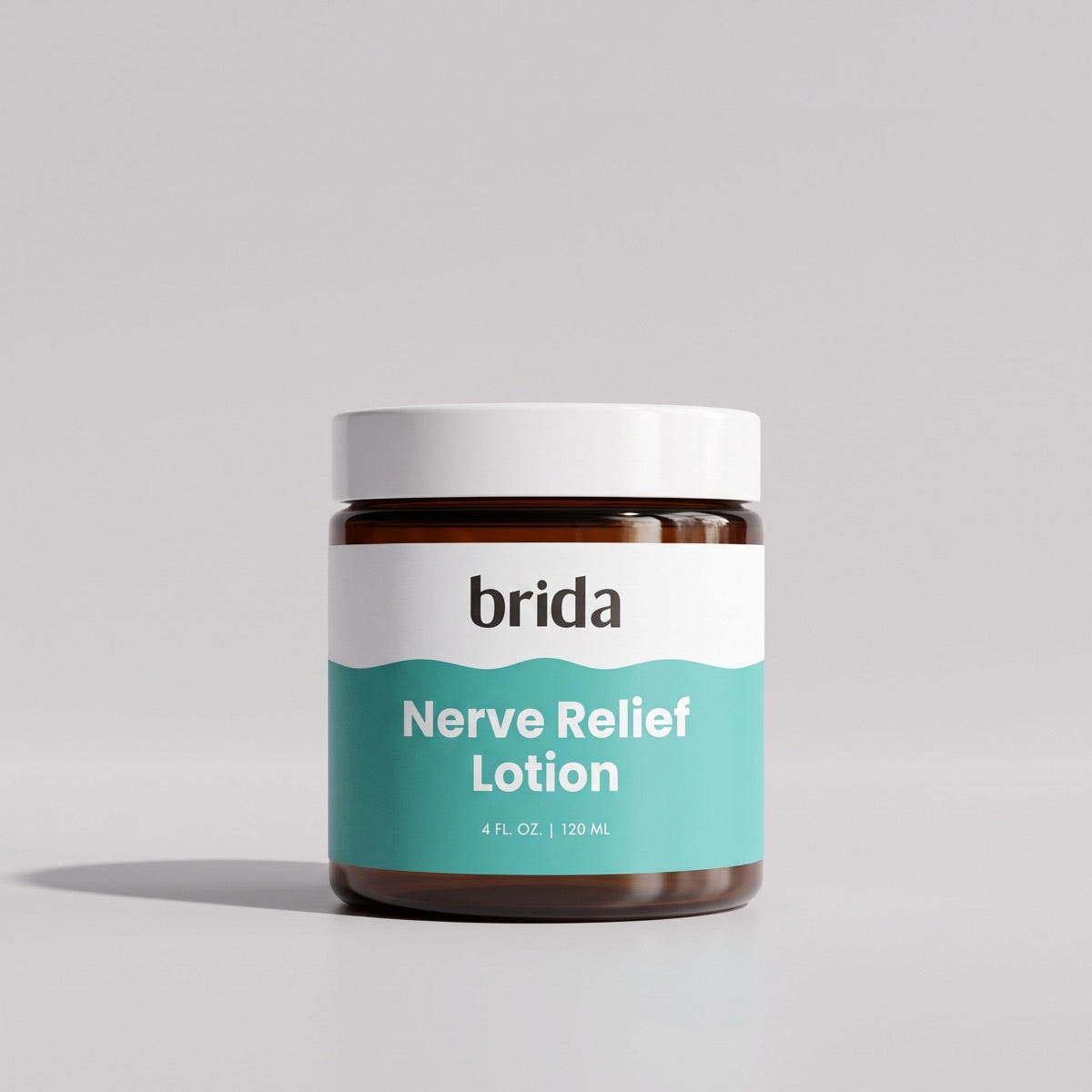 Jar of soothing massage lotion on a light grey background