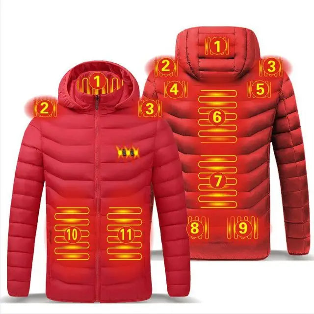 Elektrisch verwarmd hoodie-jack met 11 verwarmingszones