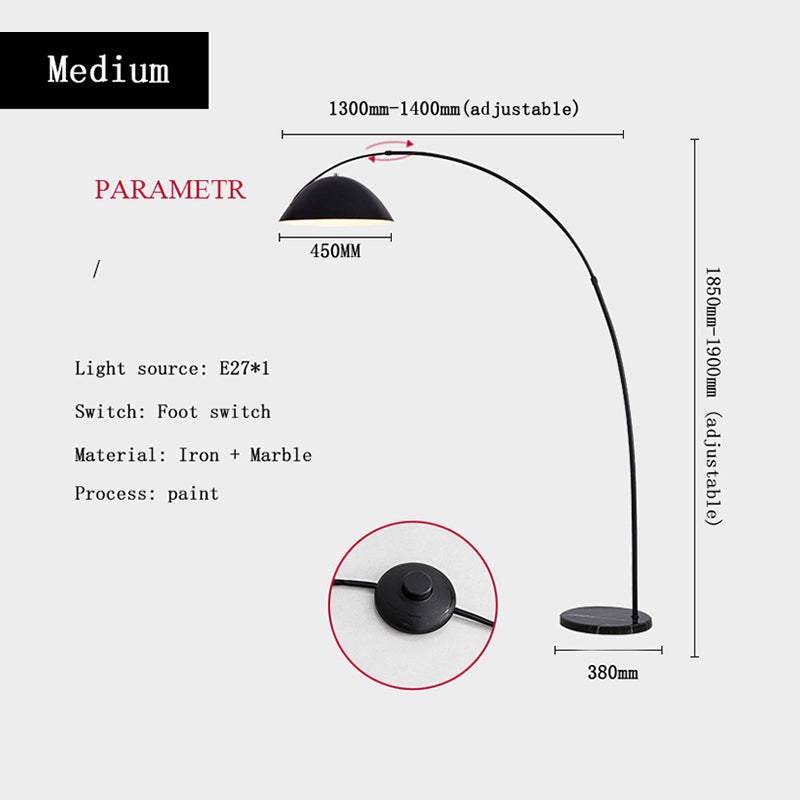 Lampadaire métallique noir Avi Modrn en forme de canne à pêche — résistant à la rouille