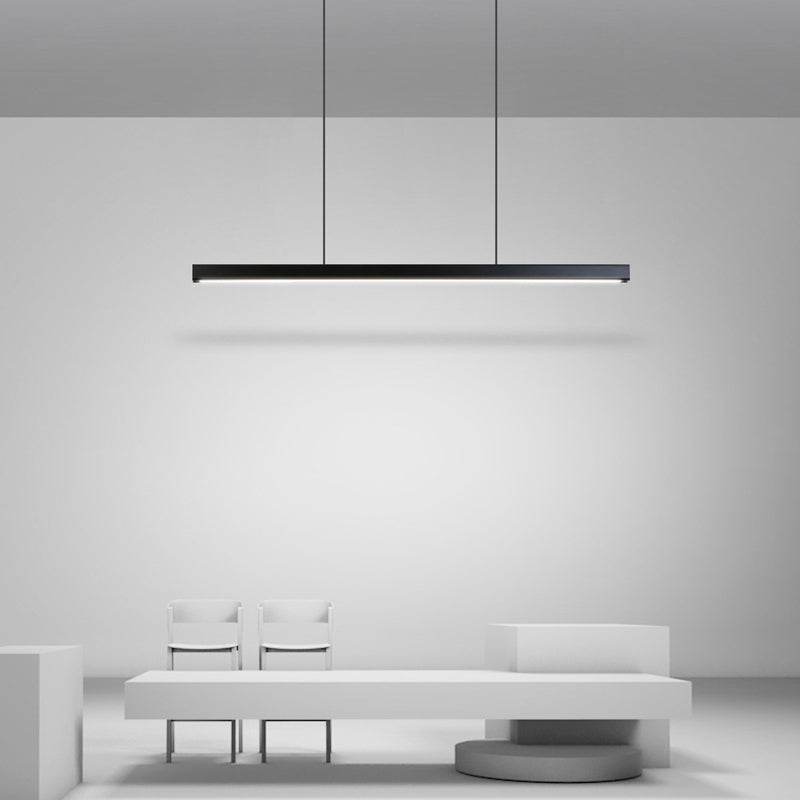 Liniowa lampa wisząca Orva — klasyczny czarno-biały design, minimalistyczne ściemnialne oświetlenie LED