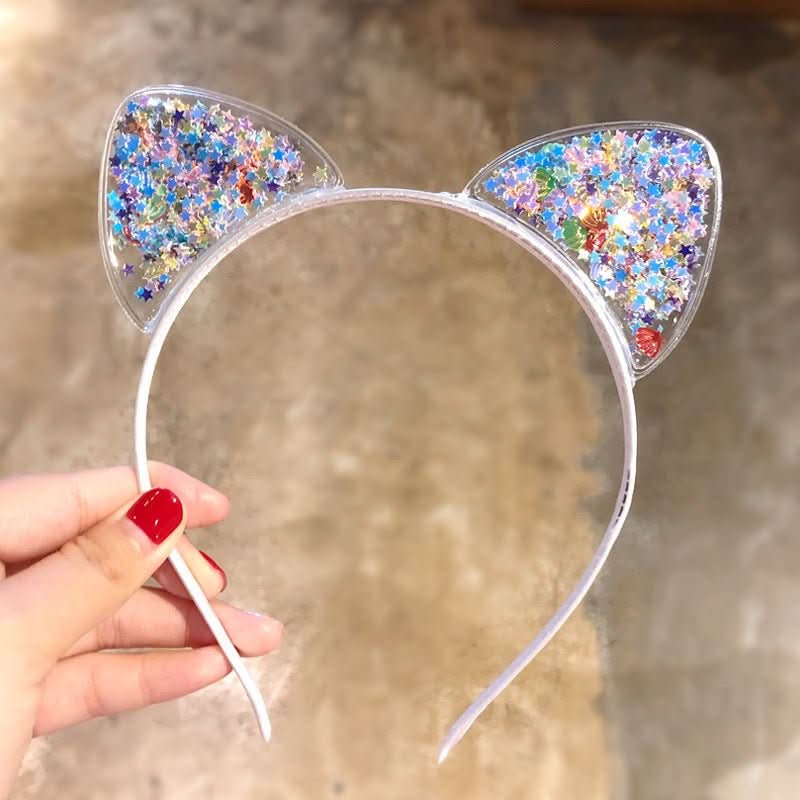 NovaGleam Bandeau à paillettes avec oreilles de chat pour un style glamour et festif