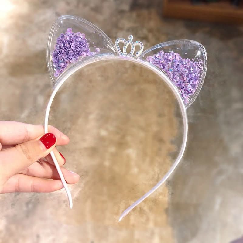 NovaGleam Bandeau à paillettes avec oreilles de chat pour un style glamour et festif