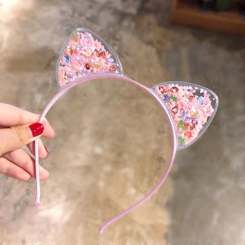 NovaGleam Bandeau à paillettes avec oreilles de chat pour un style glamour et festif