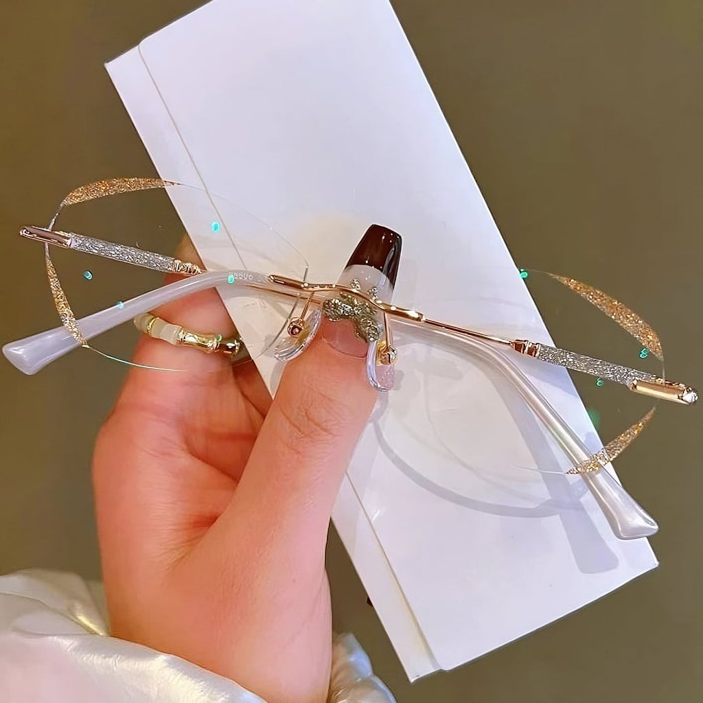 Lunettes pour femmes sans monture avec diamant, anti-lumière bleue, presbytie