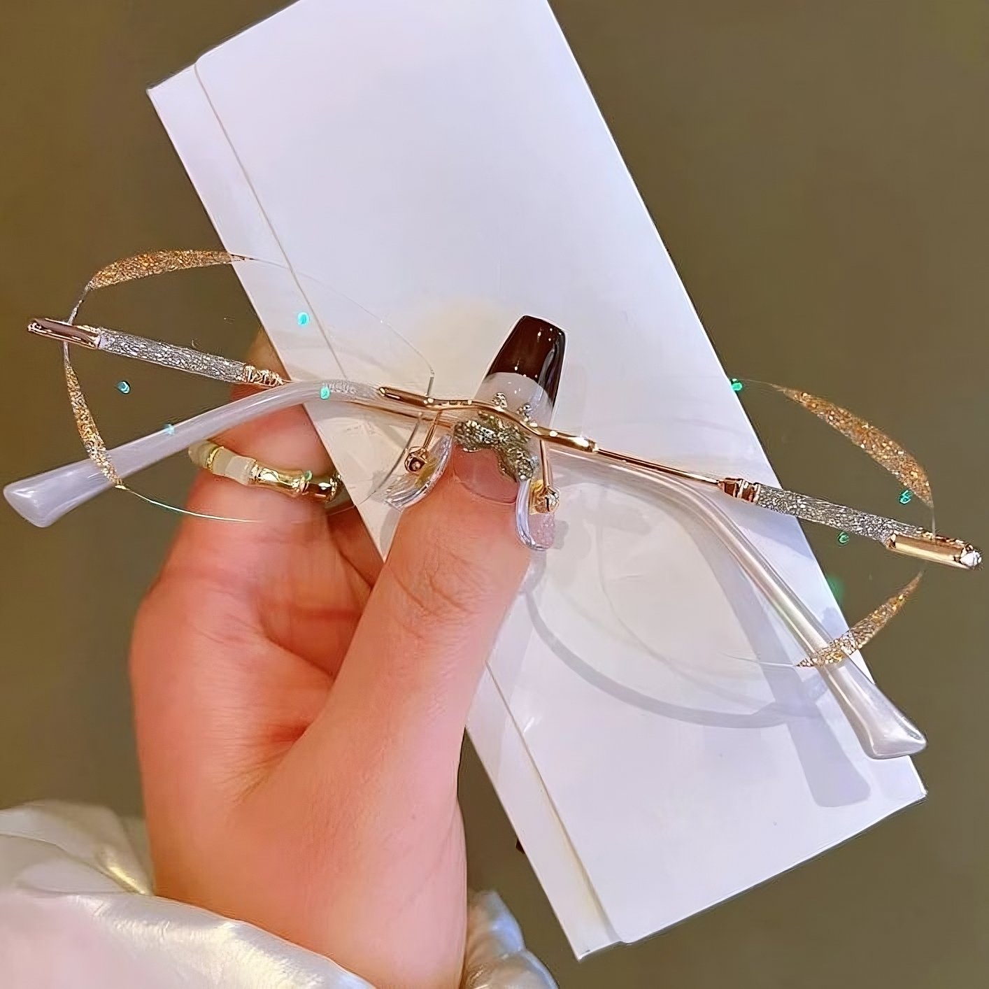 Lunettes pour femmes sans monture avec diamant, anti-lumière bleue, presbytie