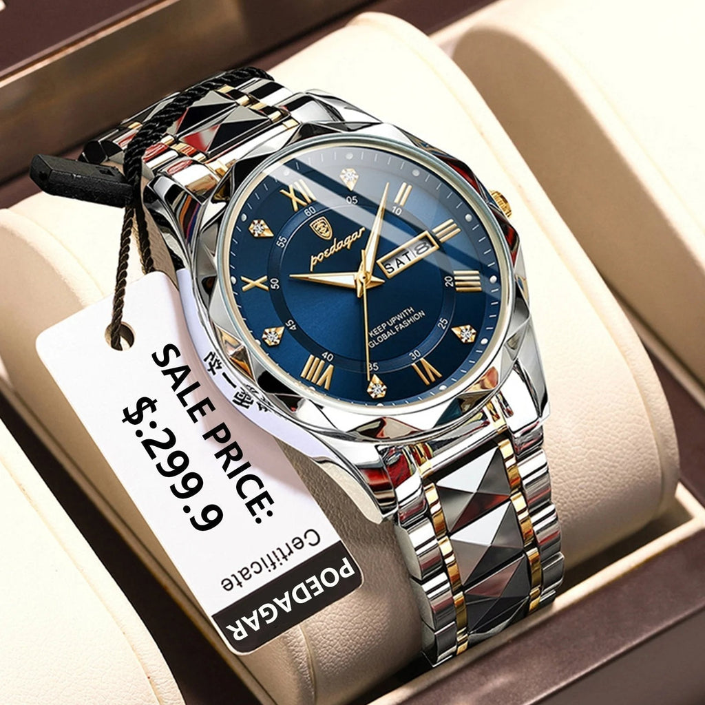 Reloj de pulsera de lujo impermeable AstraLux para hombre con función luminosa