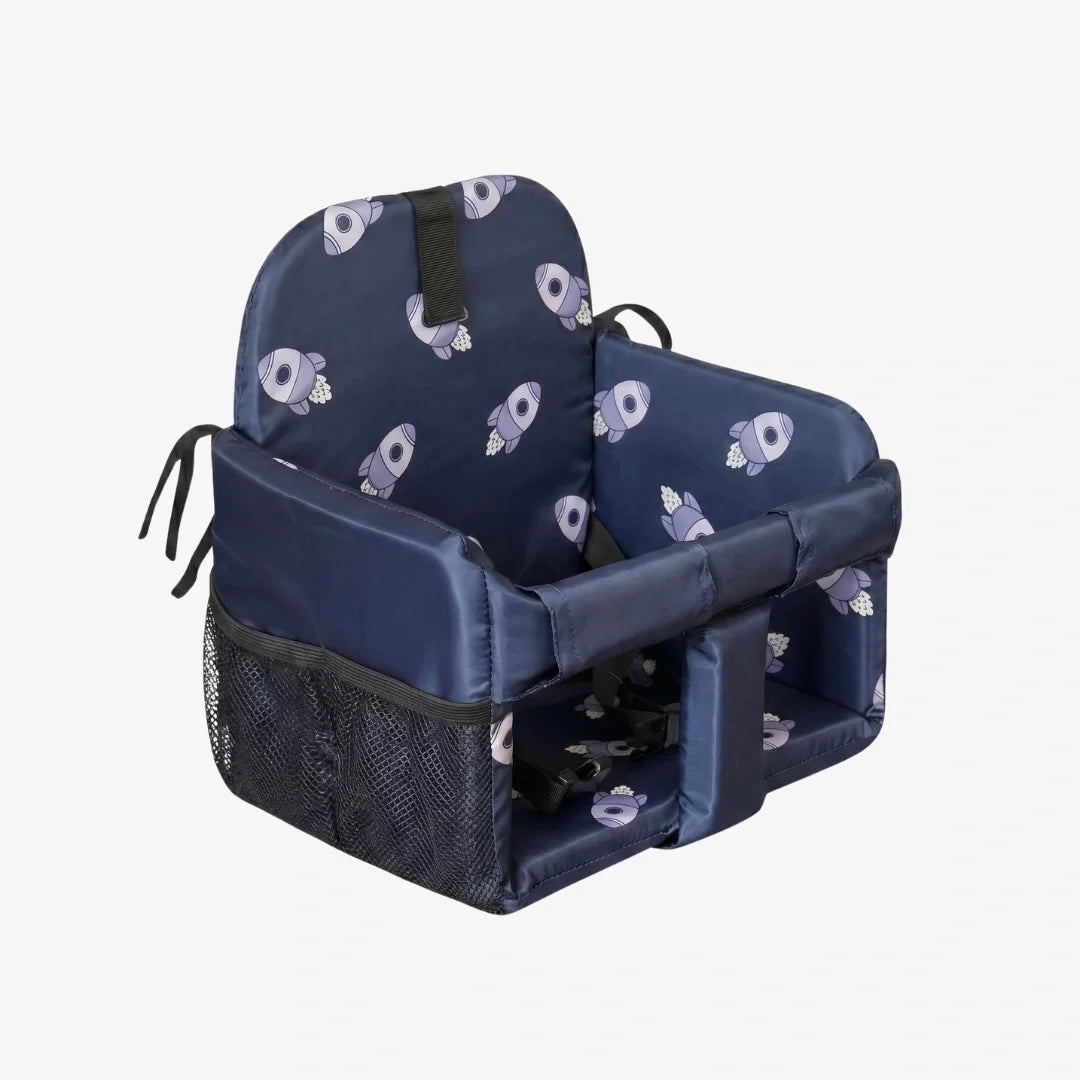 Tragbarer Babysitz für Einkaufswagen, Hochstühle und Schaukeln – gepolstert, mit Gurt und zusammenklappbar