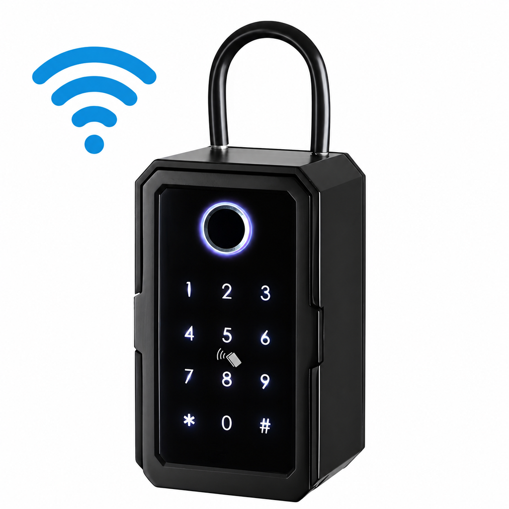 Smart nøgleboks - Wi-Fi og fingeraftryksadgang - Appstyring - Adgangskode - Med eller uden gateway