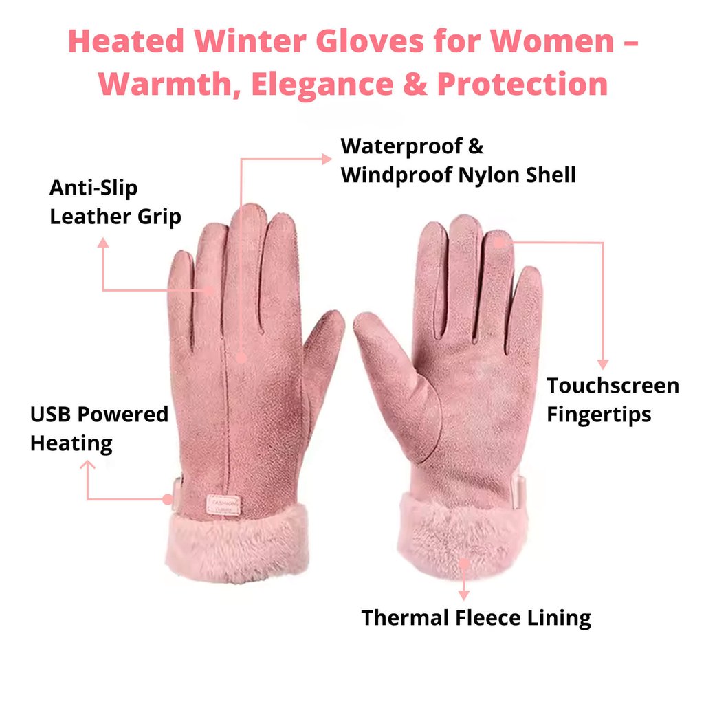 Θερμαινόμενα γάντια Cozy Glove για γυναίκες, αδιάβροχα, για τον χειμώνα στο Ηνωμένο Βασίλειο, με οθόνη αφής και επαναφόρτιση μέσω USB