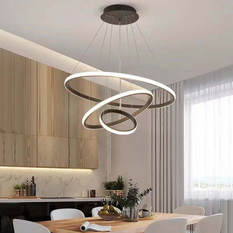 Zin Modern Ring Pendant Light — DImmable Ceiling Fixture, 2/3/4 Rings