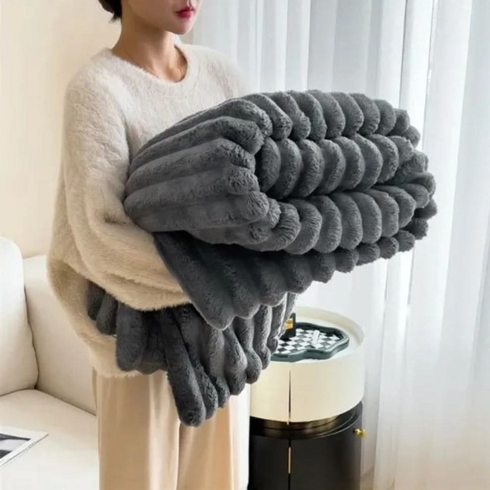 NimbusNest Cosy Blanket Ultra Soft Ribbed Texture For Relaxing Home Nights