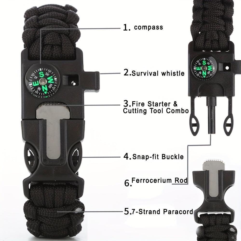5 az 1-ben túlélő paracord karkötő vészhelyzeti eszközökkel