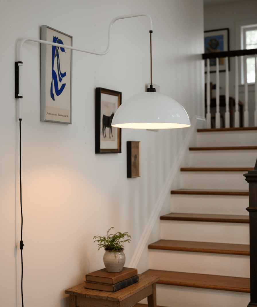 Lampada da parete Elio con spina — paralume orientabile da 40 cm, stelo regolabile