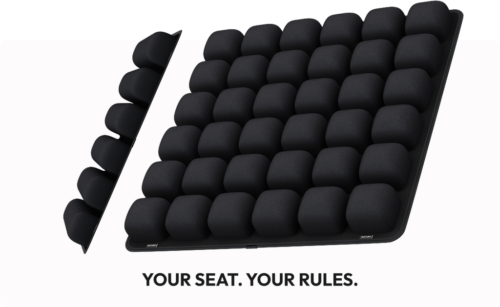 Air cell cushion with its side profile showing the individual cells