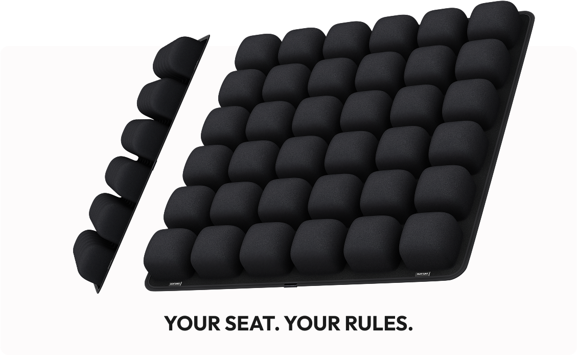 Air cell cushion with its side profile showing the individual cells