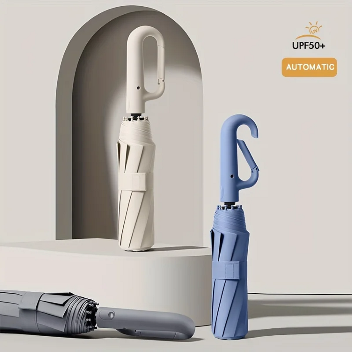 Guarda-chuva automático dobrável resistente ao vento AeroGuard com pega grande e compacto