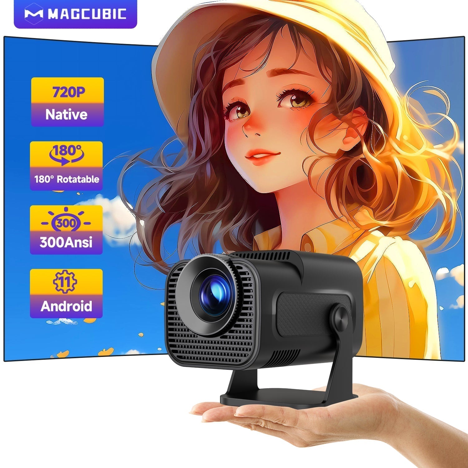 Novo Projetor Mini NovaCrest 4K Melhorado para Uso Doméstico